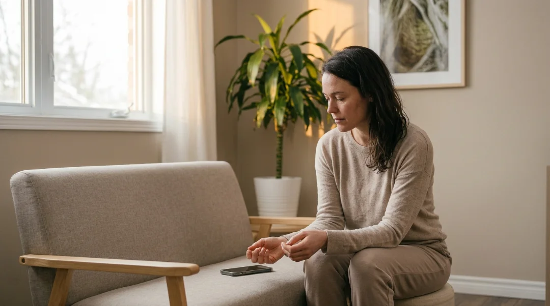 Woman sitting quietly at home, reflecting after her ex does not want to get back together
